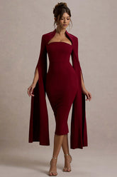Berry Bodycon Cape-Sleeve Midi Dress | Dress In Beauty